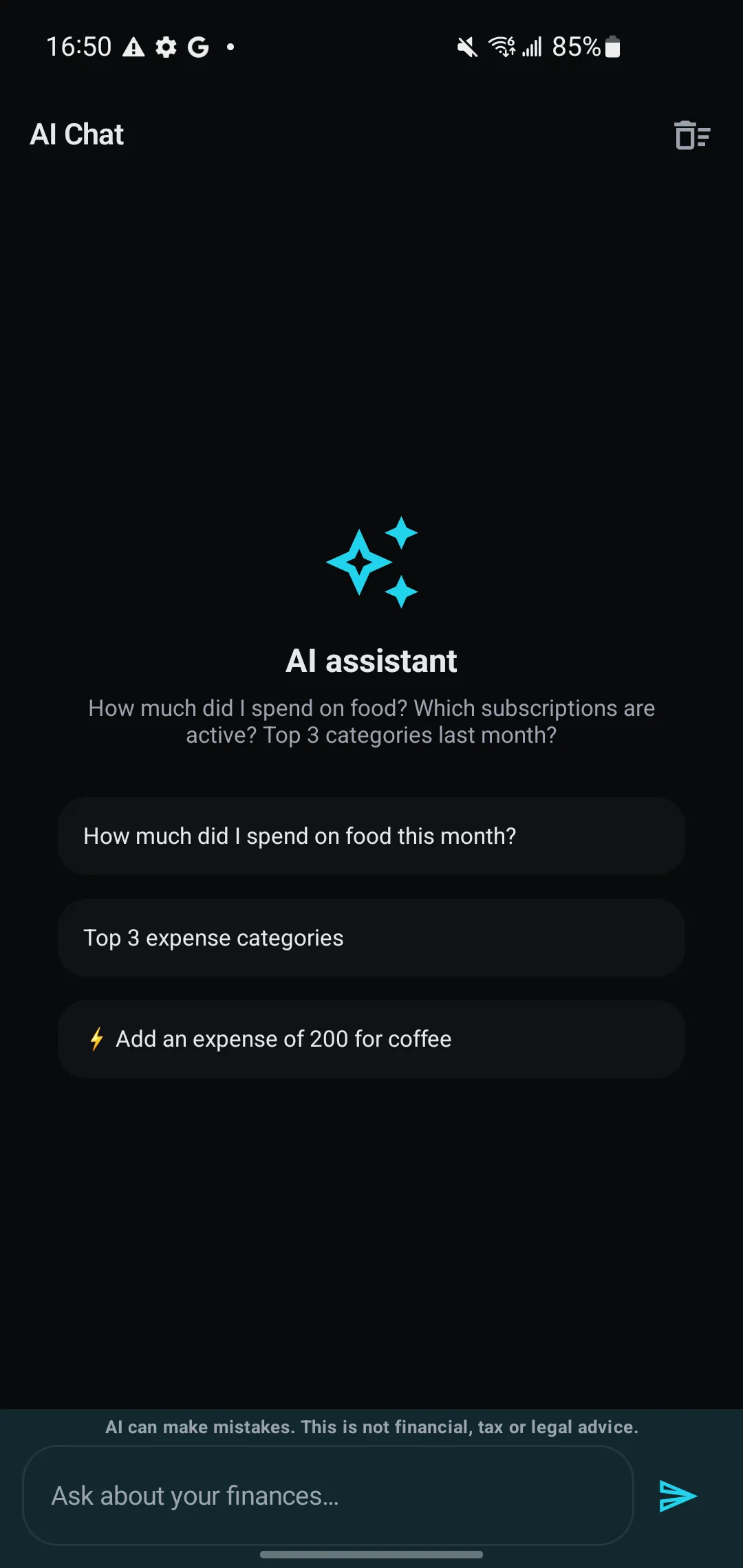 Chat answering questions over the user's own data